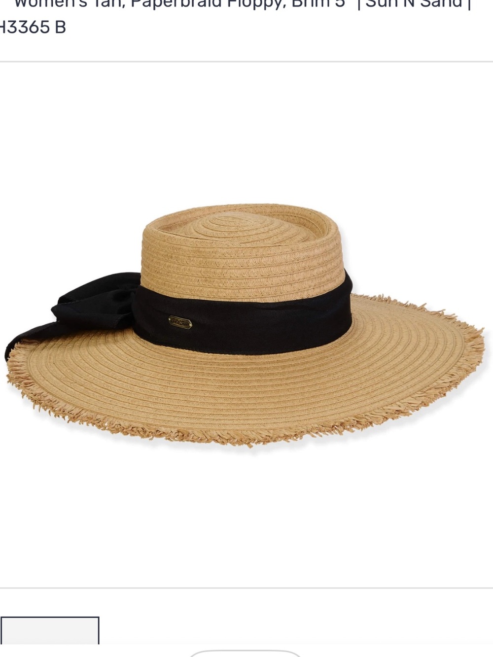 Sun n Sand Women's Tan Paperbraid Floppy Hat with Black Band NWT